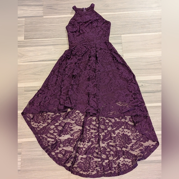 Dressystar Dresses & Skirts - Elegant Purple Lace High-Low Dress
